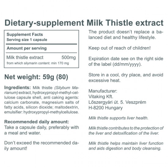 Milk Thistle Extract 500 mg (80 capsules) (Vitaking) by Vitanord.eu